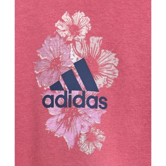 Adidas Women's Long Sleeve Rose Pink Floral Hoodie Pullover Size Medium - Picture 5 of 5